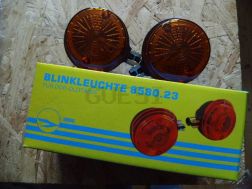 Paire de feux clignotants, arrière - rond - 8580.23/1 - verre orange - support de clignotant 10 mm
